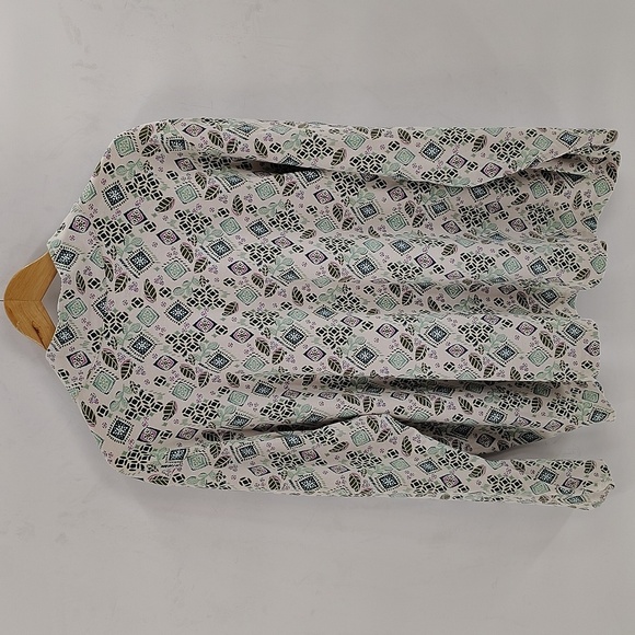 BLAIR Pullover Quarter To Half Zip With Kangaroo Front Pocket Green Print 3X - Picture 9 of 9